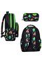 Green Printed, 3-Piece Primary School Boy's School Bag with Nutrition and Pen Holder - 4