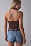 Brown Degaje Collar Crop Top Body - 3