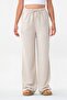 Elastic Waist Linen Trousers 100% Natural Fabric Beige - 2