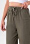 Linen Elastic Waist 100% Natural Fabric Trousers Khaki - 6
