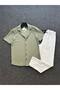 Crepe Fabric Regular Fit Short Sleeve Shirt and Pants Suit Set of 2