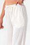 Linen Elastic Waist 100% Natural Fabric Trousers Ecru - 7