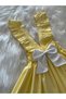 Girl's Yellow Pork White Bow Ruffle Strap Salopet Dress (100% Cotton Fabric) - 7