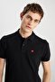 100% Cotton Regular Fit Regular Cut Black Polo Neck T-Shirt - 3