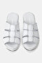 Women's White Khaki Natural Leather 36-41 Number Wedge Heel Slippers - 3