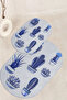 Printed Non-Slip Base Washable Cactus Pattern Oval Bath Mat Set of 2 Toilet Seat Covers - 6