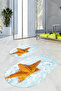 3D Printed Non-Slip Base Washable Oval Bath Mat Set of 2 Toilet Seat Covers - 3
