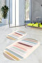 Digital Printed Non-Slip Base Washable Oval Bath Mat Set of 2 Toilet Seat Covers - 6