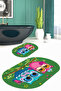 Printed Non-Slip Base Washable Owl Pattern Oval Bath Mat Set of 2 Toilet Seat Covers - 8
