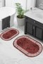 Printed Non-Slip Base Washable Framed Oval Bath Mat Set of 2 Toilet Mats - 5