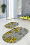 Digital Non-Slip Base Washable Floral Oval Bath Mat Set of 2 Toilet Seat Covers - 9