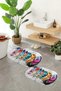 Digital Non-Slip Base Washable Floral Oval Bath Mat Set of 2 Toilet Seat Covers - 6