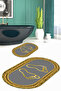 Digital Non-Slip Base Washable Footprint Pattern Oval Bathroom Mat Set of 2 Toilet Mats - 3