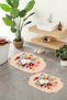 Digital Non-Slip Base Washable Flower Pattern Oval Bath Mat Set of 2 Toilet Seat Covers - 6