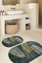 Digital Printed Non-Slip Base Washable Oval Bath Mat Set of 2 Toilet Seat Covers - 3