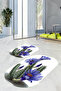 Printed Non-Slip Base Washable Cactus Pattern Oval Bath Mat Set of 2 Toilet Seat Covers - 2