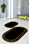 Printed Non-Slip Base Washable Framed Oval Bath Mat Set of 2 Toilet Mats - 4
