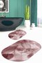 Printed Non-Slip Base Washable Flower Pattern Oval Bath Mat Set of 2 Toilet Seat Covers - 8