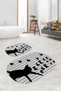 Printed Non-Slip Base Washable Cat Pattern Oval Bath Mat Set of 2 Toilet Seat Covers - 3