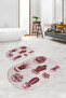 Printed Non-Slip Base Washable Cactus Pattern Oval Bath Mat Set of 2 Toilet Seat Covers - 3