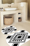 Digital Printed Non-Slip Base Washable Oval Bath Mat Set of 2 Toilet Seat Covers - 8