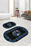 Digital Printed Non-Slip Base Washable Oval Bath Mat Set of 2 Toilet Seat Covers - 6