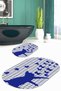 Printed Non-Slip Base Washable Cat Pattern Oval Bath Mat Set of 2 Toilet Seat Covers - 9