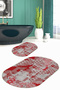 Digital Printed Non-Slip Base Washable Oval Bath Mat Set of 2 Toilet Seat Covers - 6