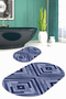 Digital Printed Non-Slip Base Washable Oval Bath Mat Set of 2 Toilet Seat Covers - 6