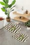 Printed Non-Slip Base Washable Flower Pattern Oval Bath Mat Set of 2 Toilet Seat Covers - 9