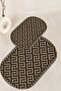 Digital Printed Non-Slip Base Washable Oval Bath Mat Set of 2 Toilet Seat Covers - 7