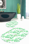Printed Non-Slip Base Washable Flower Pattern Oval Bath Mat Set of 2 Toilet Seat Covers - 8