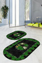 Digital Printed Non-Slip Base Washable Oval Bath Mat Set of 2 Toilet Seat Covers - 6