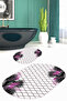 Digital Non-Slip Base Washable Flower Pattern Oval Bath Mat Set of 2 Toilet Seat Covers - 6