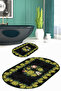 Digital Printed Non-Slip Base Washable Oval Bath Mat Set of 2 Toilet Seat Covers - 5