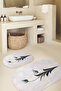 Printed Non-Slip Base Washable Flower Pattern Oval Bath Mat Set of 2 Toilet Seat Covers - 8