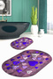 Digital Printed 3D Non-Slip Base Washable Oval Bath Mat Set of 2 Toilet Seats - 8