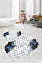 Digital Non-Slip Base Washable Flower Pattern Oval Bath Mat Set of 2 Toilet Seat Covers - 8