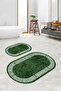 Printed Non-Slip Base Washable Framed Oval Bath Mat Set of 2 Toilet Mats - 4