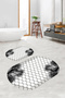 Digital Non-Slip Base Washable Flower Pattern Oval Bath Mat Set of 2 Toilet Seat Covers - 8