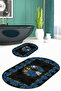 Digital Printed Non-Slip Base Washable Oval Bath Mat Set of 2 Toilet Seat Covers - 4