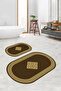 Printed Non-Slip Base Washable Framed Oval Bath Mat Set of 2 Toilet Mats - 5