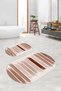 Digital Printed Non-Slip Base Washable Oval Bath Mat Set of 2 Toilet Seat Covers - 8