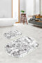 Digital Printed 3D Non-Slip Base Washable Oval Bath Mat Set of 2 Toilet Seats