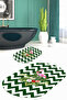 Printed Non-Slip Base Washable Flower Pattern Oval Bath Mat Set of 2 Toilet Seat Covers