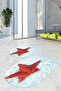 3D Printed Non-Slip Base Washable Oval Bath Mat Set of 2 Toilet Seat Covers - 3