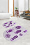 Printed Non-Slip Base Washable Cactus Pattern Oval Bath Mat Set of 2 Toilet Seat Covers - 3