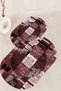 Digital Printed Non-Slip Base Washable Oval Bath Mat Set of 2 Toilet Seat Covers