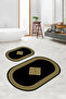Printed Non-Slip Base Washable Framed Oval Bath Mat Set of 2 Toilet Mats - 5