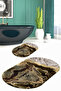 Digital Non-Slip Base Washable Marble Pattern Oval Bath Mat Set of 2 Toilet Mats - 2